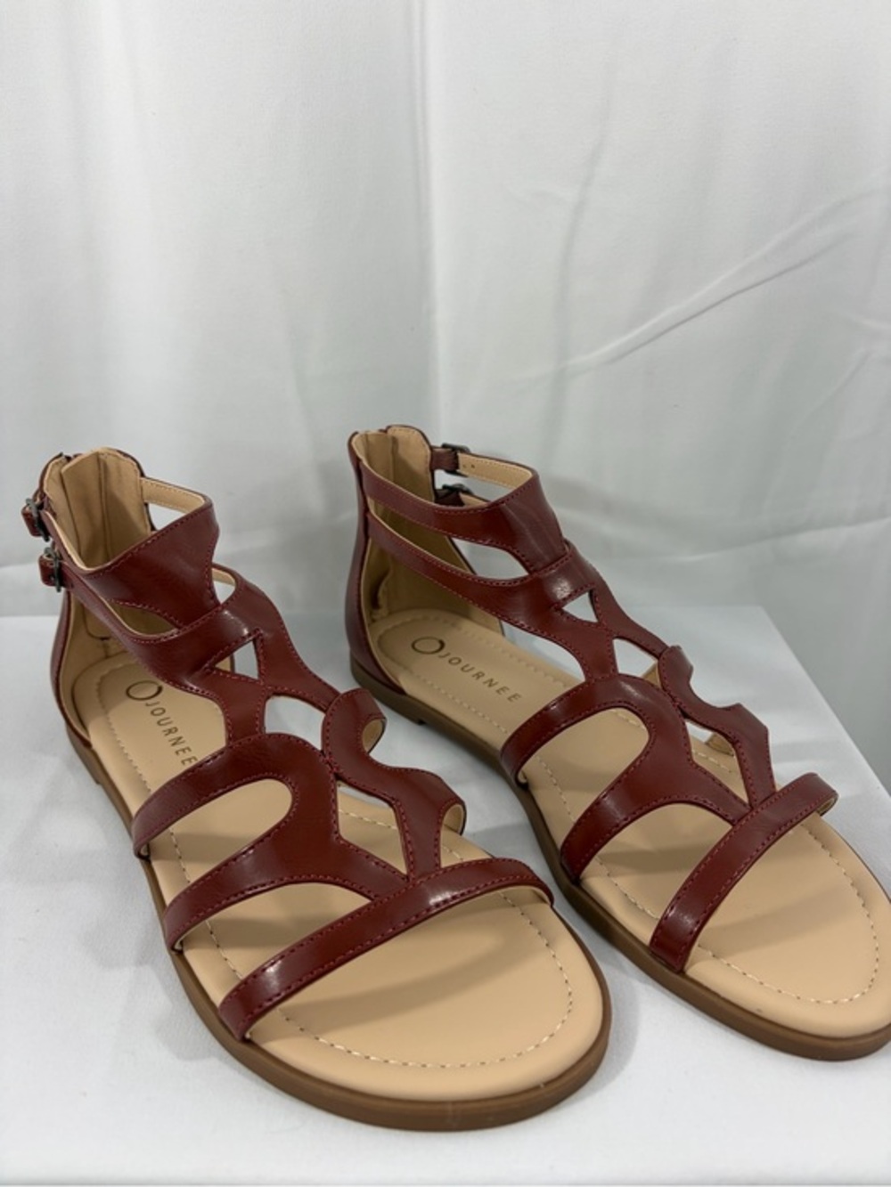 NWT Journee Women's Size 9 Brown Strappy Gladiator Sandals